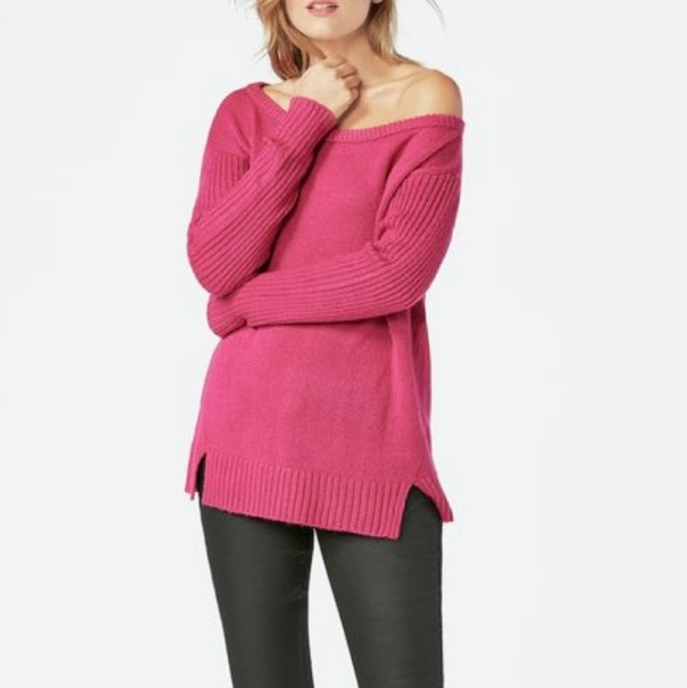 New Womens fuschia off the shoulder sweater